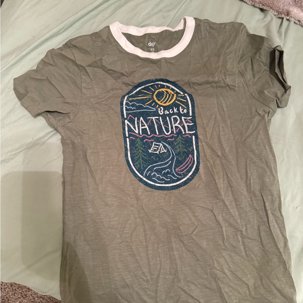 Dip Olive Graphic Tee with White Trim